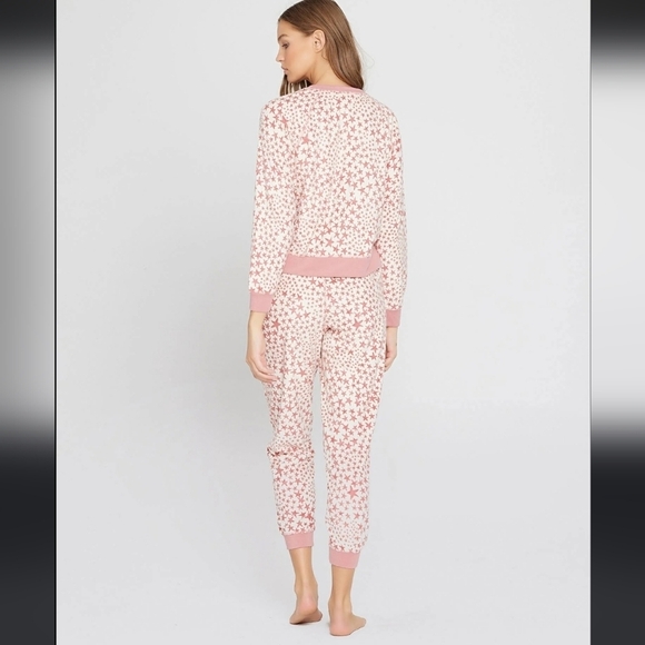 L*Space, Skyler‎  Sweatpants/Joggers, Cream/Pink Star Print, Size Small - NWT - Picture 4 of 9